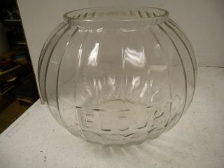 Antique Hoosier Flour Jar,  Embossed W/28 Ribs,  Great Jar,  Pumpkin Shaped