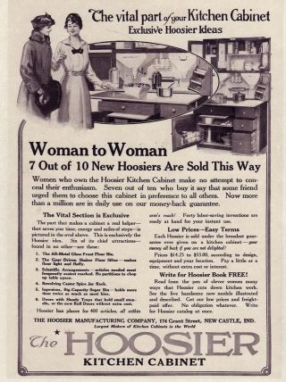 Hoosier Kitchen Cabinet Vintage With Prices 1917 Oak Flour Bin Reprint 8x11 Ad