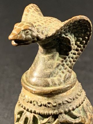 Scarce Ancient Crusaders Bronze Wine Cup Decorated With Snake Head - Ca 1100 Ad