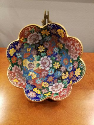 Vintage Chinese Large Cloisonne Footed Bowl 4.  5 " Tall X10 " Diameter
