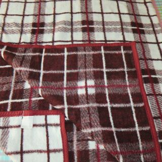 Vintage Biederlack Red White Plaid Reversible Throw Blanket 56 X 72 Made In Usa