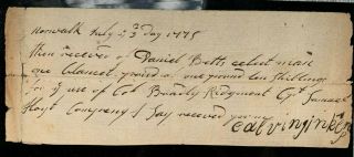 1775 Early War Military Receipt For Use Of A Blanket In Col Bradley 