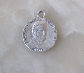 John Deere Centennial Steel Plow 1837 - 1937 Pendant Medallion Key Fob