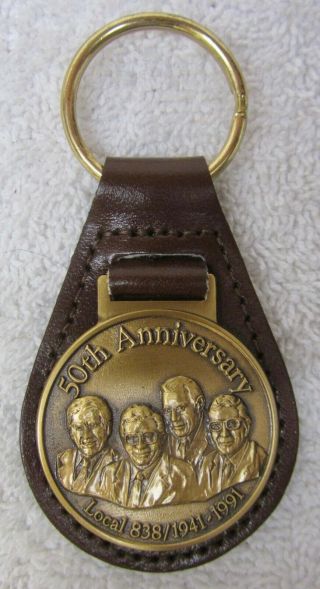 Vintage 1991 Uaw John Deere Key Chain 50th Anv Leather Fob Waterloo Tractor
