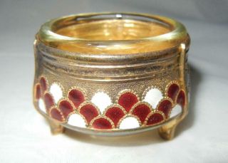 Antique Russian Cloisonne Enamel Melchior Open Salt Cellar