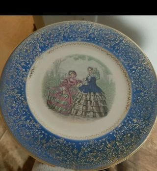Century By Salem Victorian Ladies Portrait Plate 22k Gold Made In Usa
